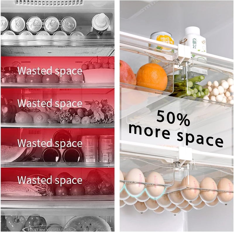 URALFA 2 Pack Fridge Drawer Organizer Egg Holder For Refrigerator Pull Out, Refrigerator Drawers for Fruit and Vegetable, Transparent Organization and Storage Box Fit for Fridge Shelf - Image 5